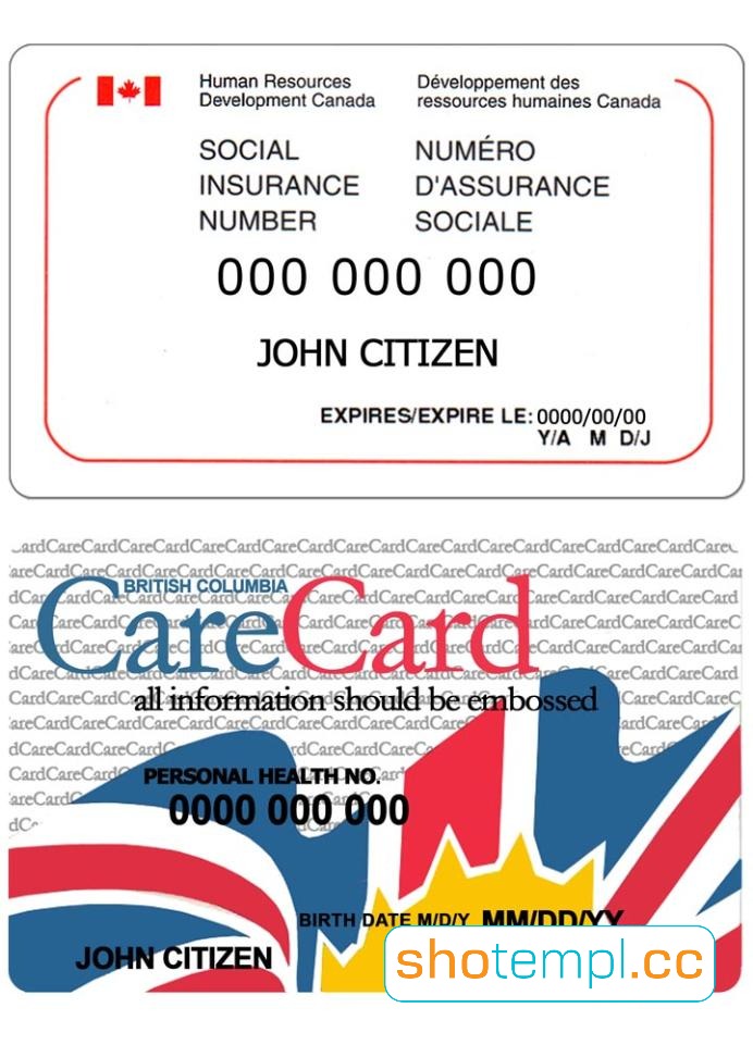 CANADIAN SIN Card PSD Template